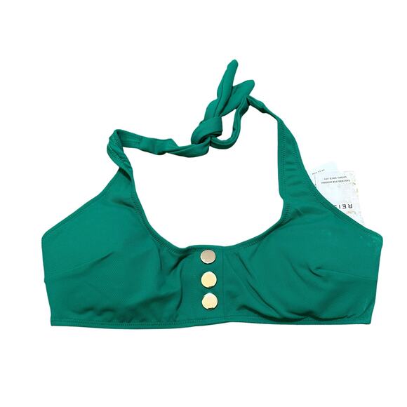 REISS Iris Halter Bikini Top With Button Detail Green Size 8 new with tags - Picture 1 of 3